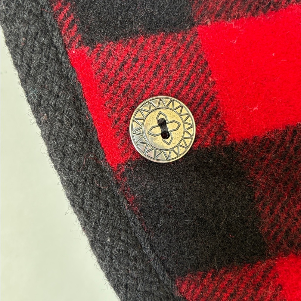 Vintage Woolrich Wool Buffalo Plaid Lined Vest USA Red Black Button Mens Medium - Picture 5 of 11